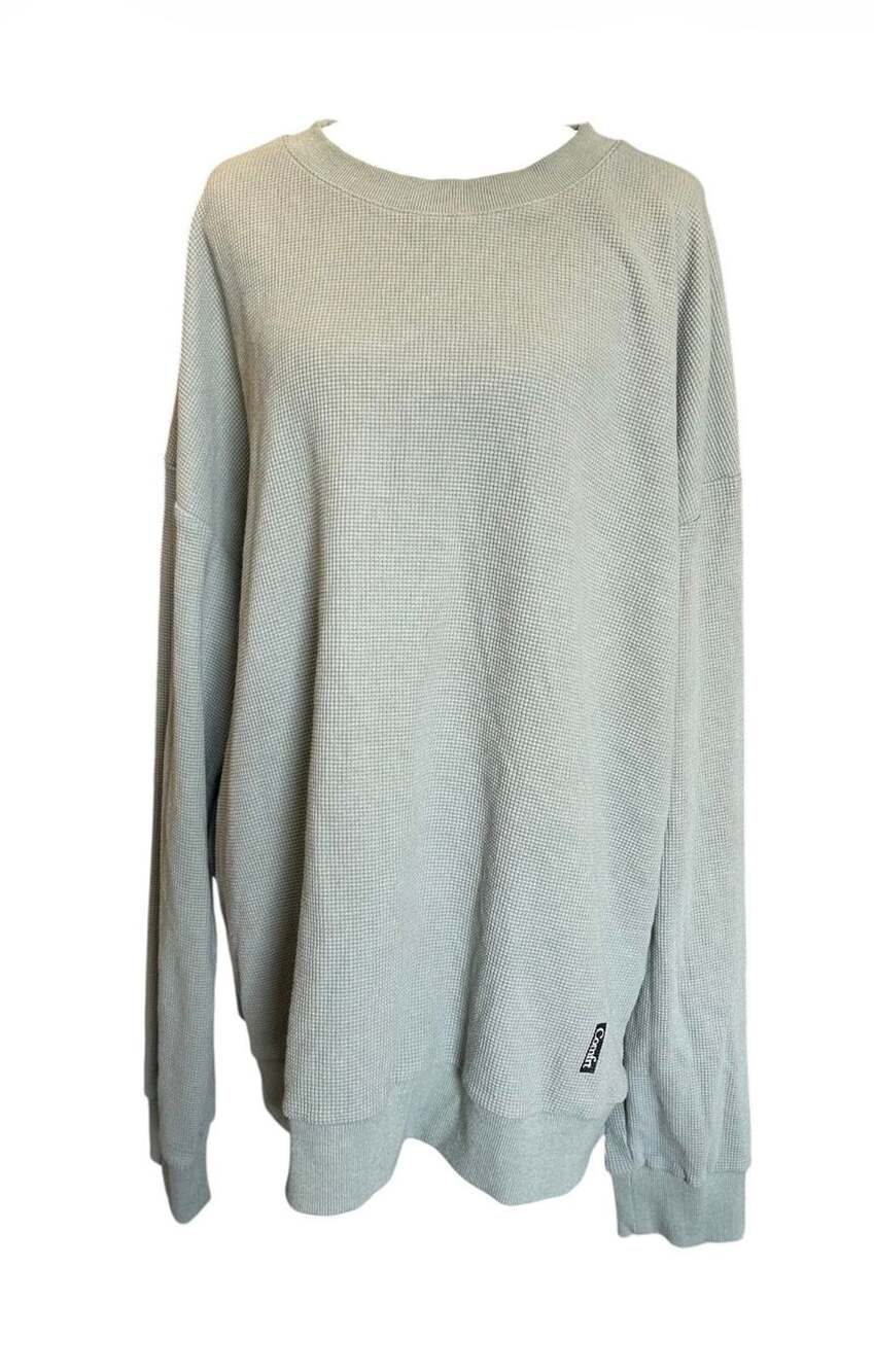 Comfit Oversize Waffle Knit Crewneck Sweater Size 3XL Sage Green